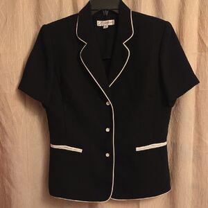 Dressbarn Black Jacket with White Piping